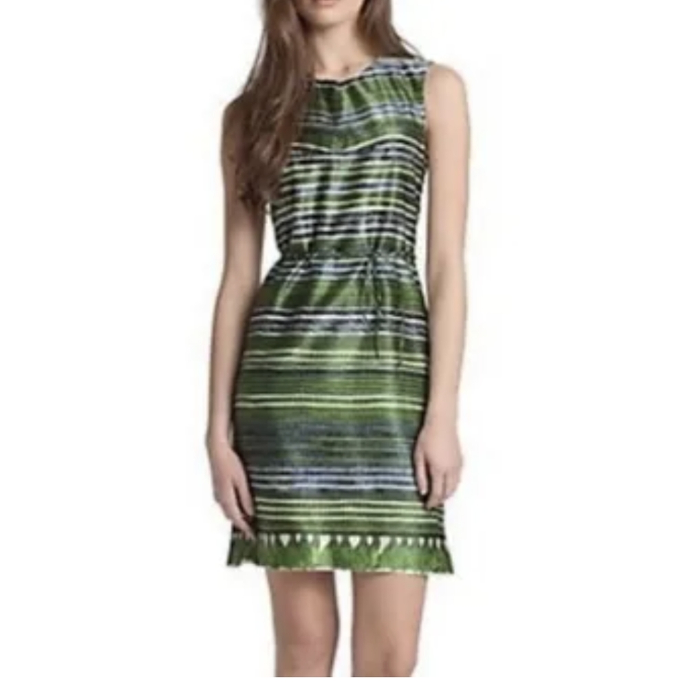 Green Striped Sleeveless Dress